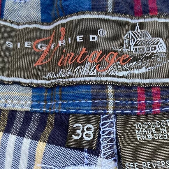 Siegfried Vintage Men's 11" Shorts NWT Madras Plaid Cargo Golf, Preppy, sz 38 - Picture 3 of 14